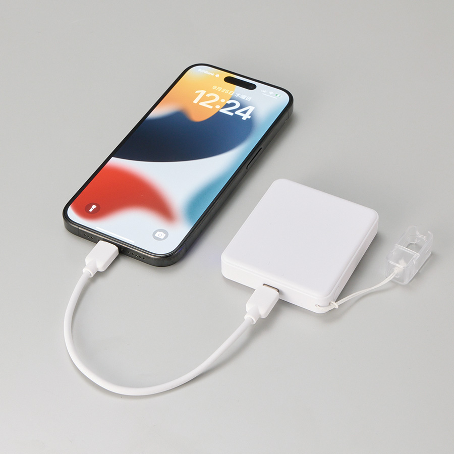 PD急速充電コードストラップ付モバイルチャージャー5000(全面印刷対応)