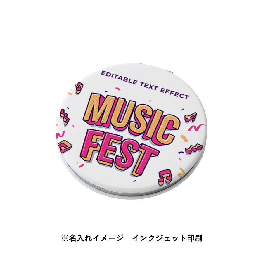 全面印刷できる合皮コンパクトミラー ラウンド(両面対応)