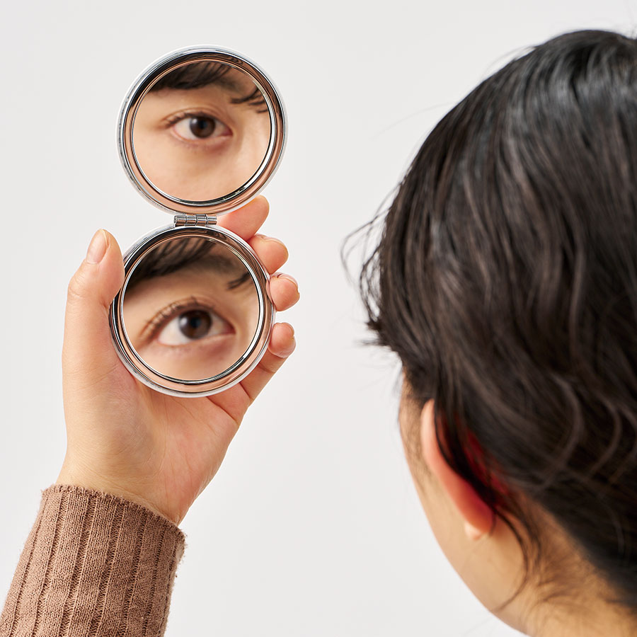 全面印刷できる合皮コンパクトミラー ラウンド(両面対応)