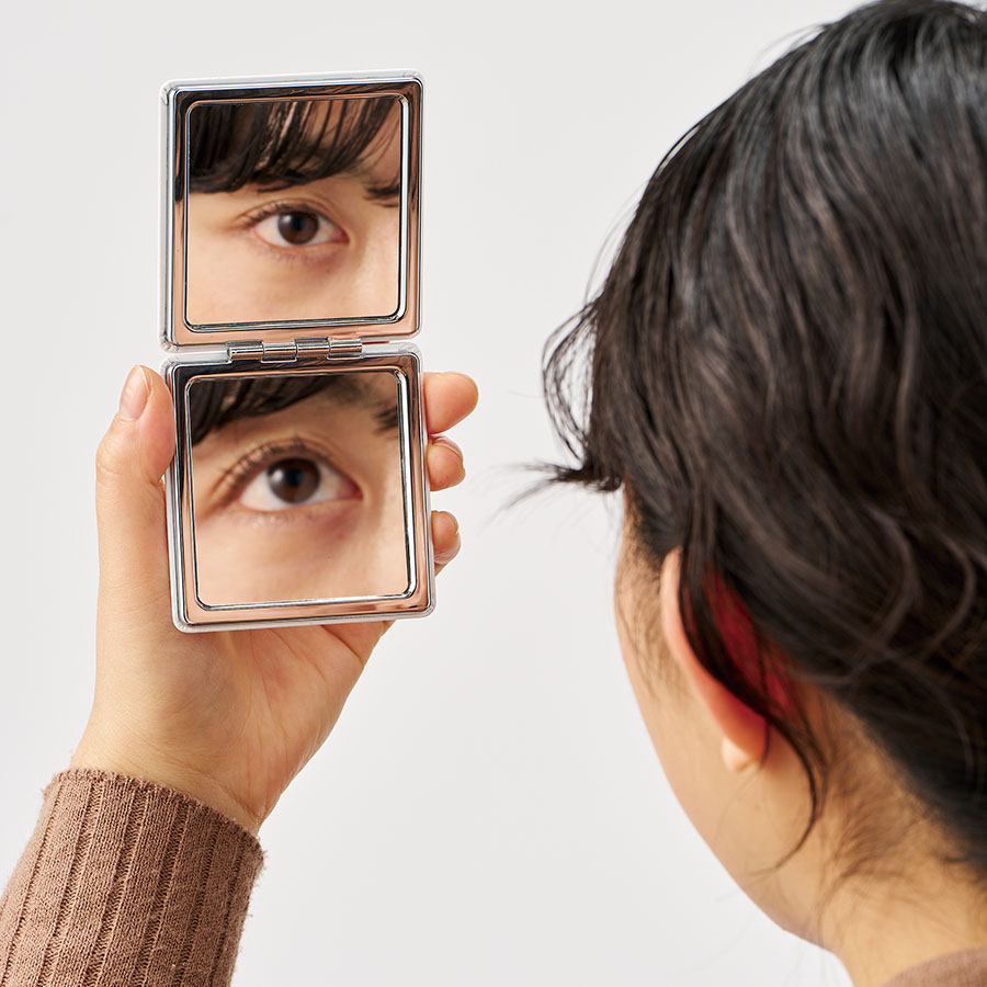 全面印刷できる合皮コンパクトミラー スクエア(両面対応)