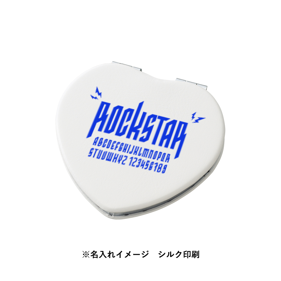 全面印刷できる合皮コンパクトミラー ハート