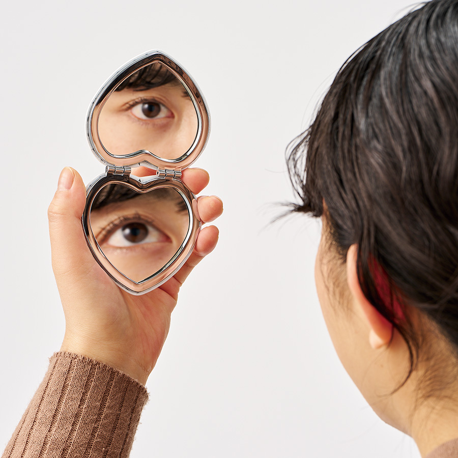 全面印刷できる合皮コンパクトミラー ハート